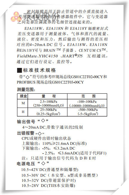 EJA118W、EJA118N和 EJA118Y型